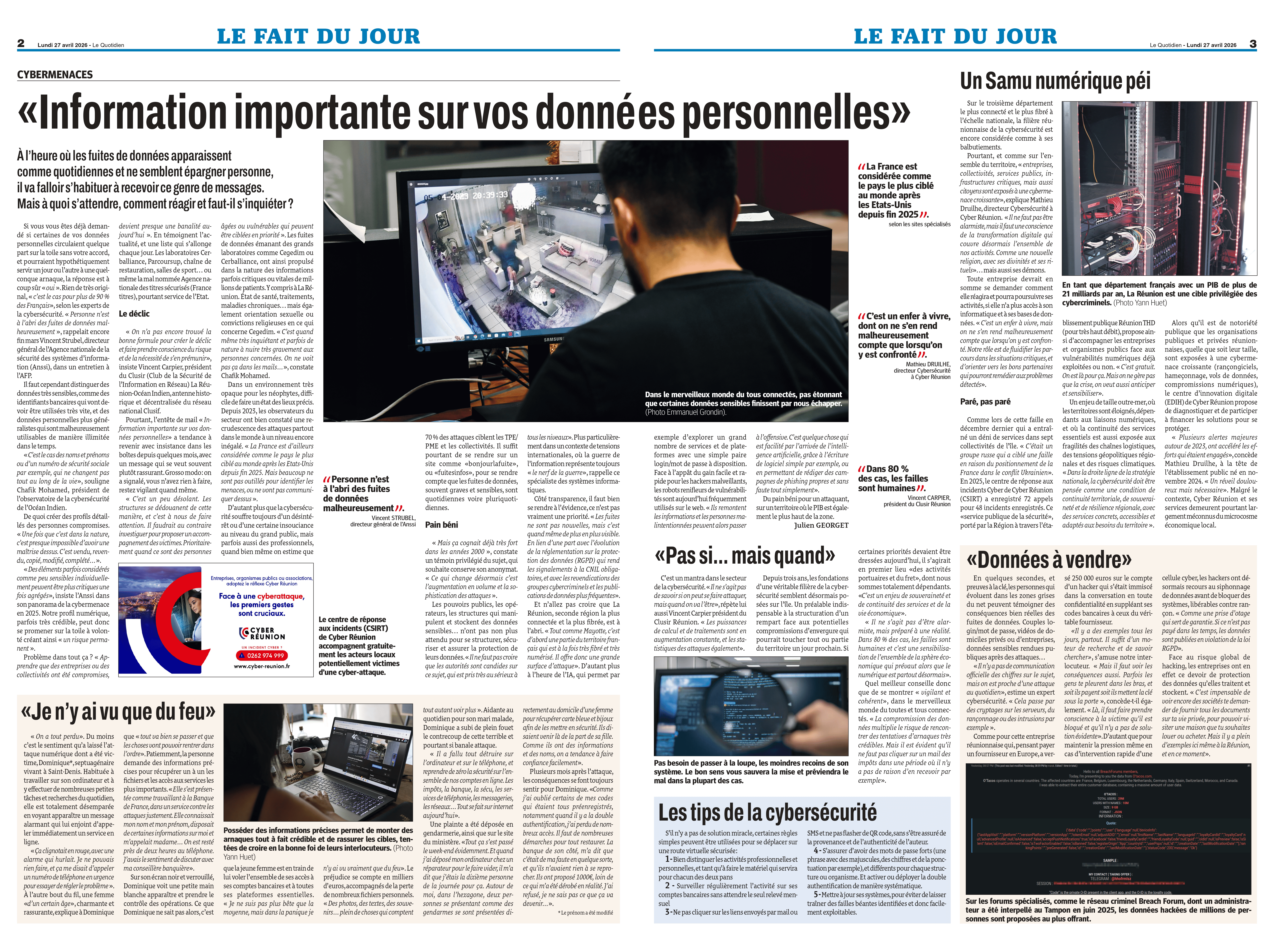 Article Cybermenaces _ Le Quotidien _ édition 27 avril 2026